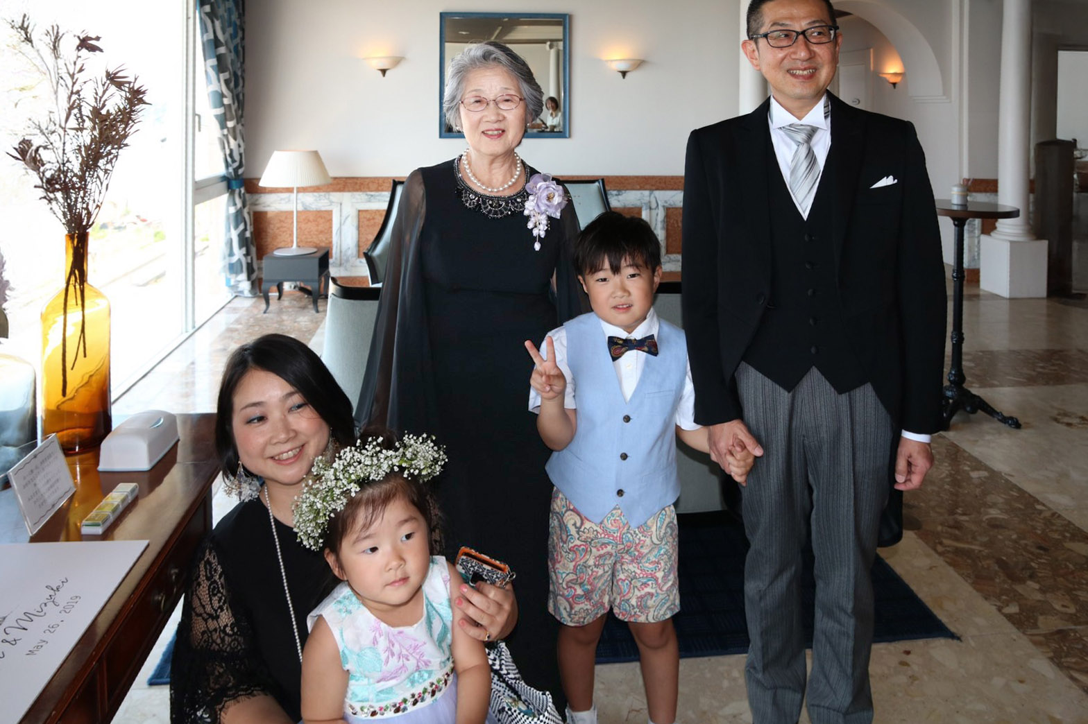 実際の結婚式 母親 フォーマルドレスL081ブラック